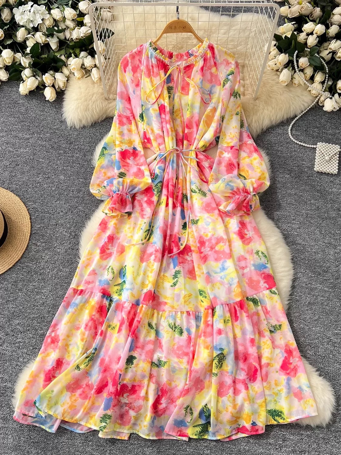 Rock and roll girl floral dress CD850