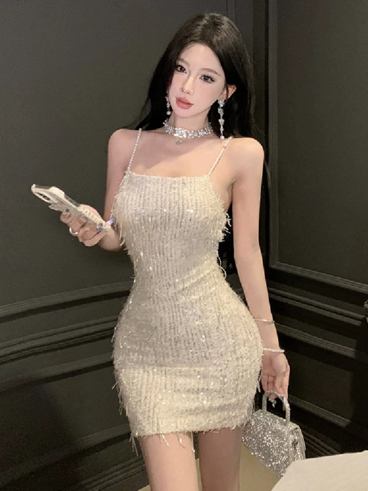 Flower fields sequin frayed dress FBC444 image