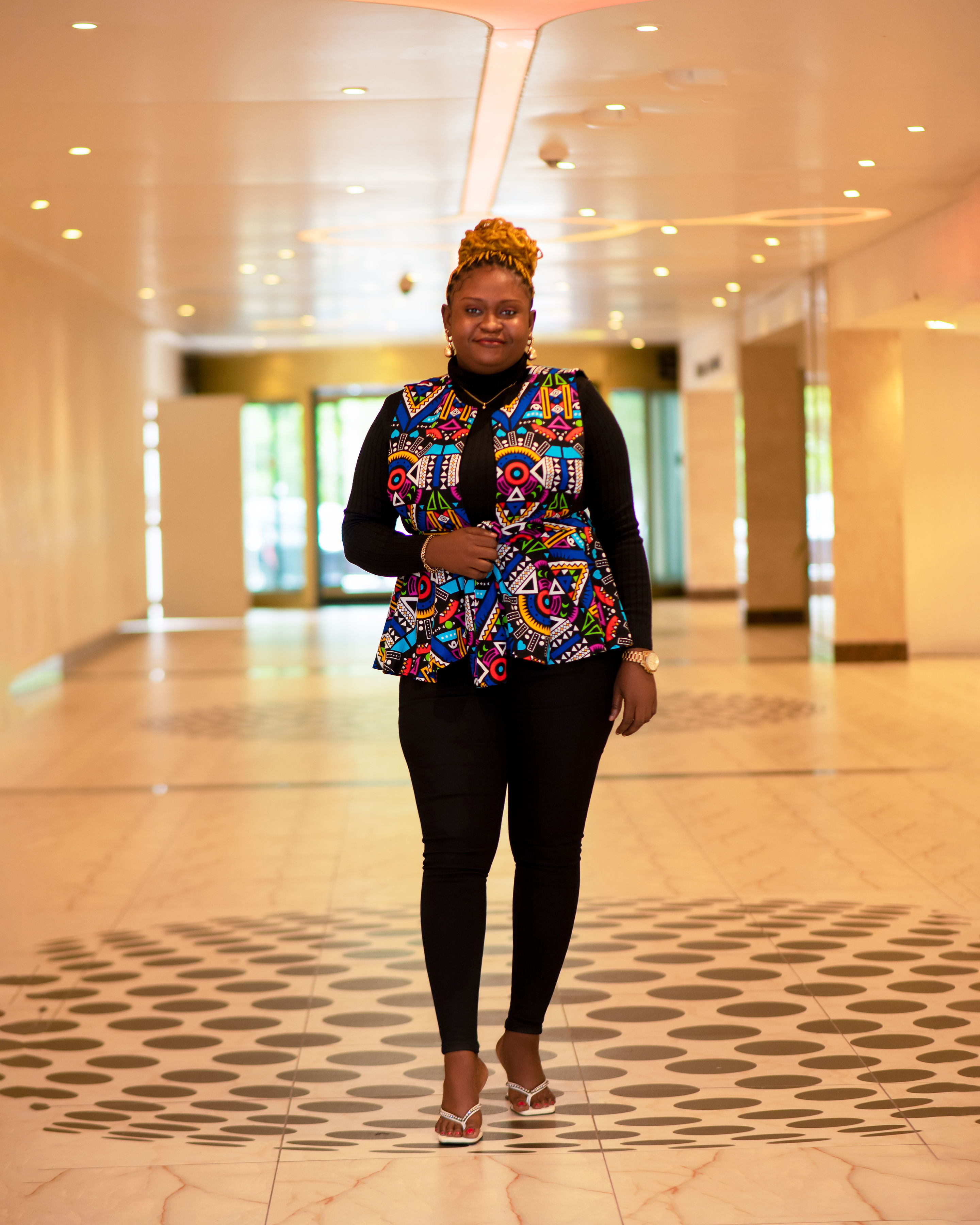 Ankara pinafore top with peplum image