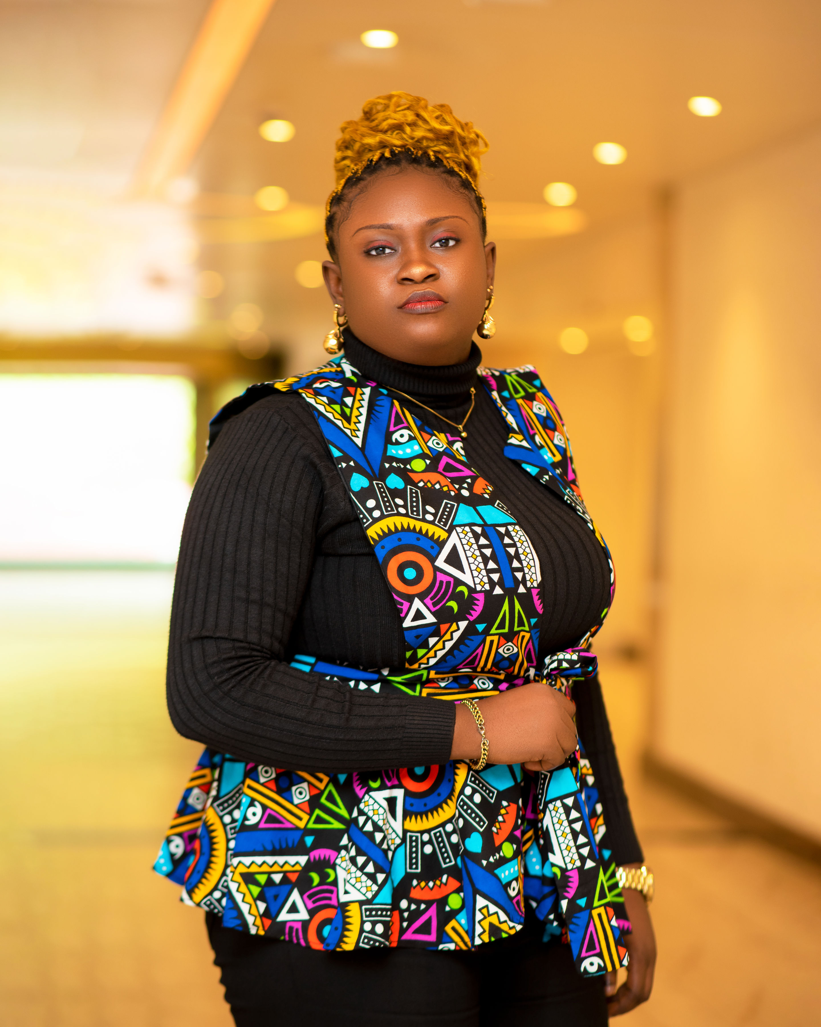 Ankara pinafore top with peplum