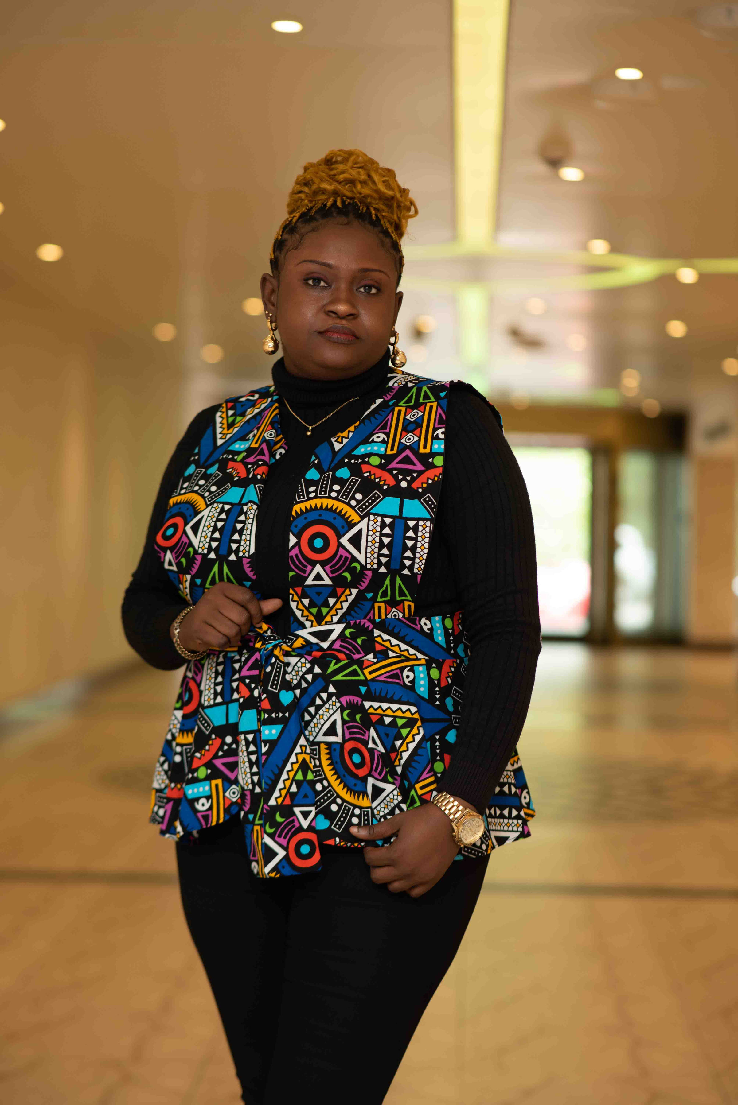 Ankara pinafore top with peplum image
