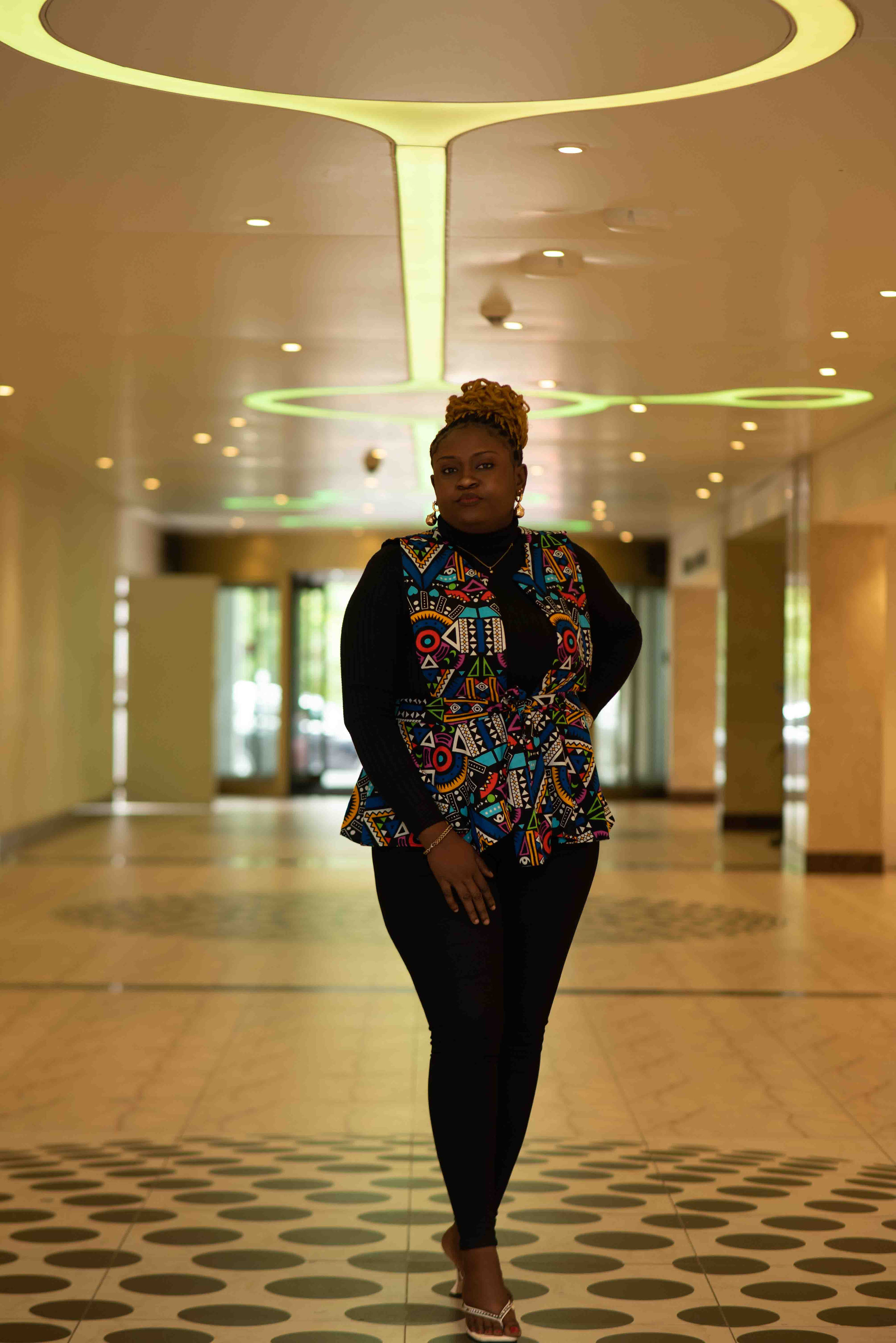 Ankara pinafore top with peplum image
