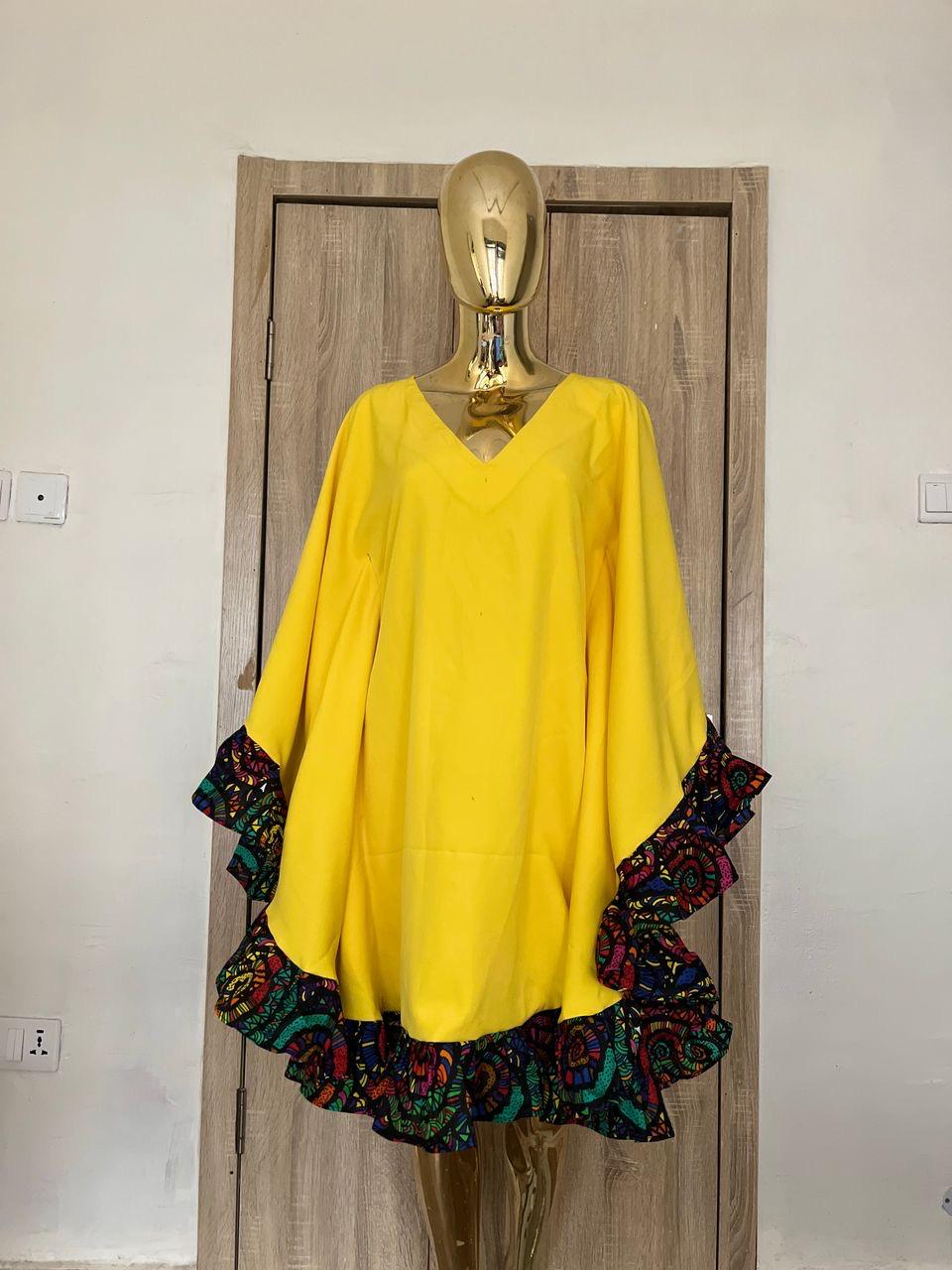 Short V neck Ankara kimono free dress image