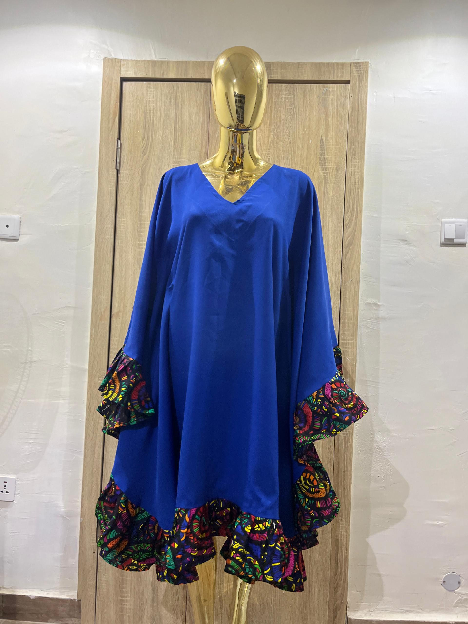 Short V neck Ankara kimono free dress image