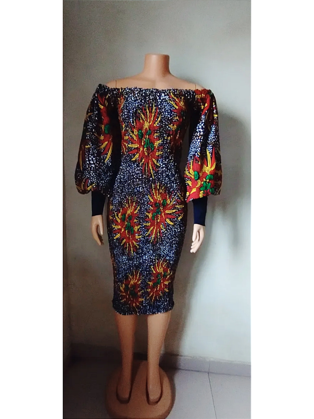 Bodycon ankara shirring gown