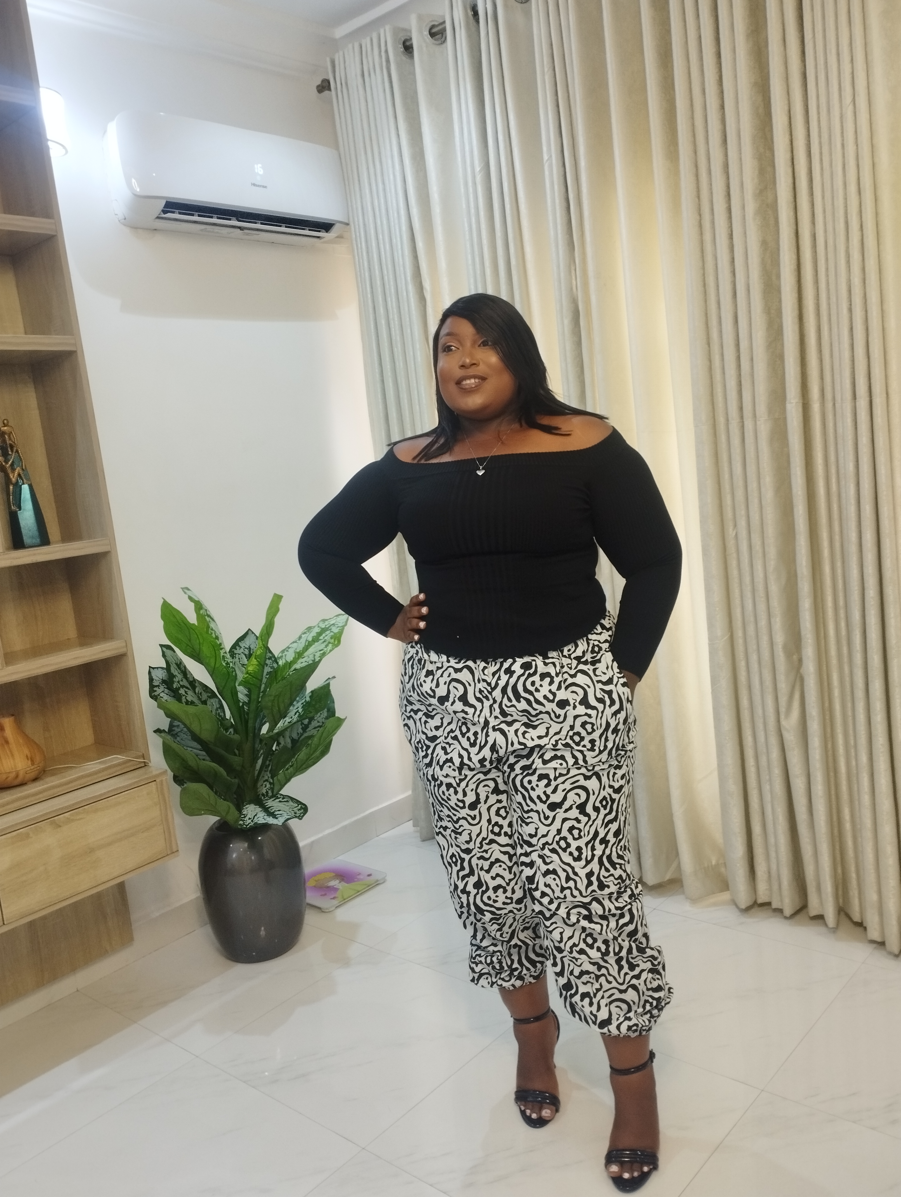 White and black ankara carrot trouser