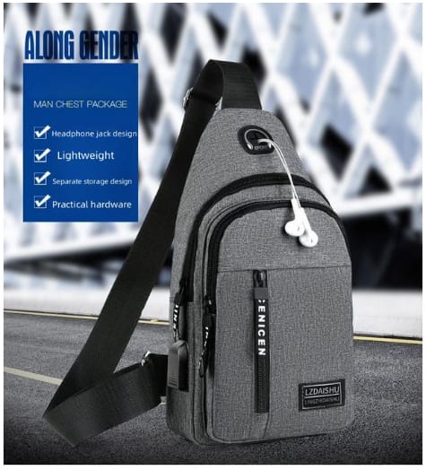 Men's Sports Casual Oxford Cloth Cross-body Shoulder Bag Gray image